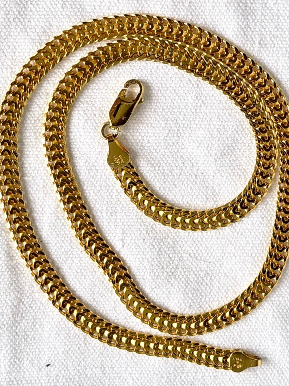 Milor Italy Gold Over 925 Sterling Silver Chevron Chain Necklace 20" 1/4" Wide